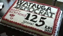 Guests feasted on a special Watauga Democrat cake during a gala celebrating the newspaper's 125th year in operation. Kellen Short | Watauga Democrat.